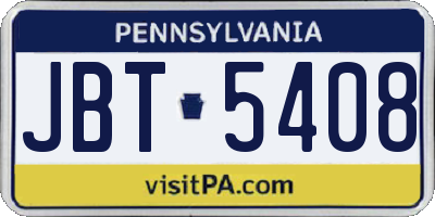 PA license plate JBT5408