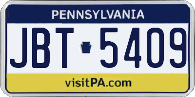 PA license plate JBT5409