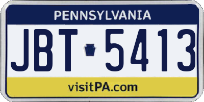 PA license plate JBT5413