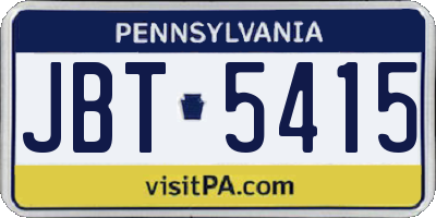 PA license plate JBT5415