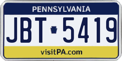 PA license plate JBT5419