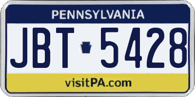 PA license plate JBT5428