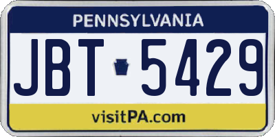 PA license plate JBT5429