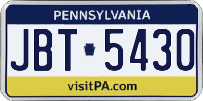 PA license plate JBT5430