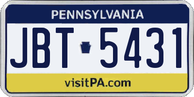 PA license plate JBT5431