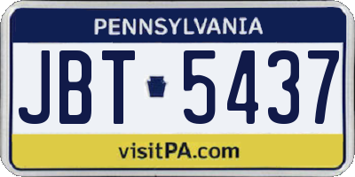 PA license plate JBT5437