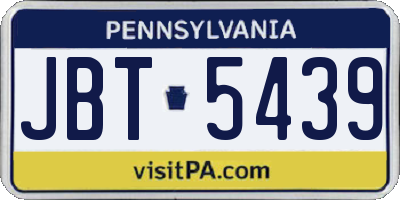 PA license plate JBT5439