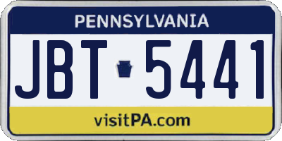 PA license plate JBT5441