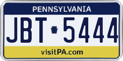 PA license plate JBT5444