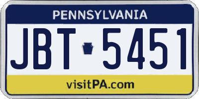 PA license plate JBT5451