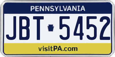 PA license plate JBT5452