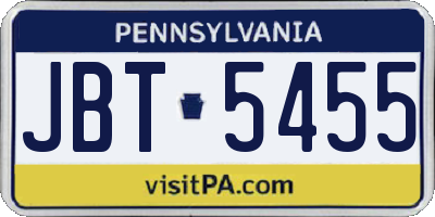 PA license plate JBT5455