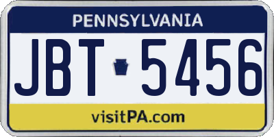 PA license plate JBT5456