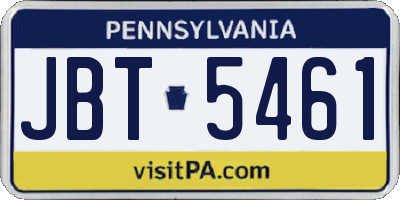 PA license plate JBT5461