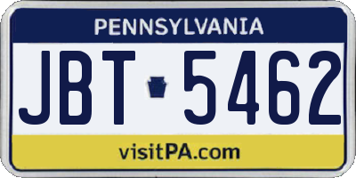 PA license plate JBT5462