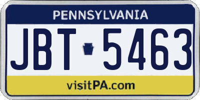 PA license plate JBT5463