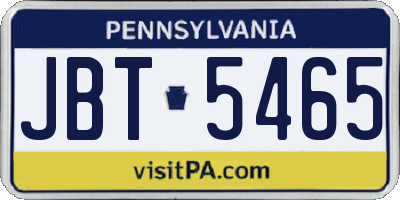 PA license plate JBT5465
