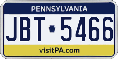 PA license plate JBT5466