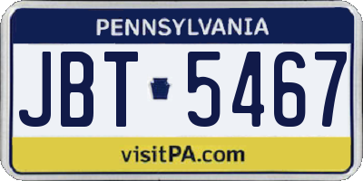 PA license plate JBT5467