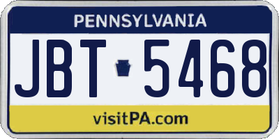 PA license plate JBT5468