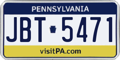 PA license plate JBT5471