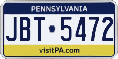 PA license plate JBT5472
