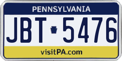 PA license plate JBT5476