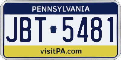 PA license plate JBT5481
