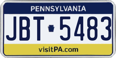 PA license plate JBT5483
