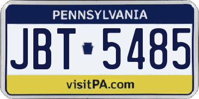 PA license plate JBT5485