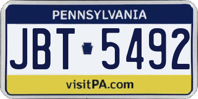PA license plate JBT5492
