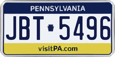 PA license plate JBT5496