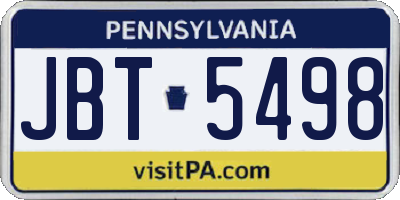PA license plate JBT5498