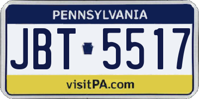 PA license plate JBT5517
