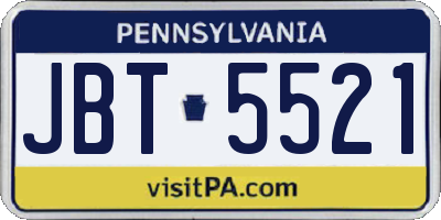 PA license plate JBT5521