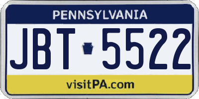 PA license plate JBT5522