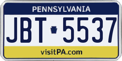 PA license plate JBT5537