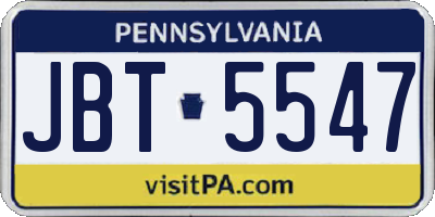 PA license plate JBT5547