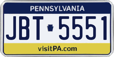 PA license plate JBT5551
