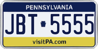 PA license plate JBT5555