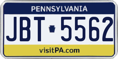 PA license plate JBT5562