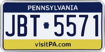 PA license plate JBT5571