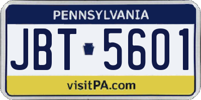 PA license plate JBT5601