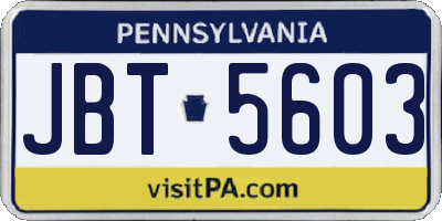 PA license plate JBT5603