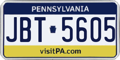 PA license plate JBT5605