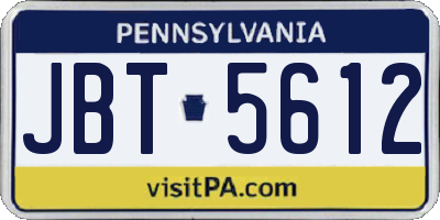 PA license plate JBT5612