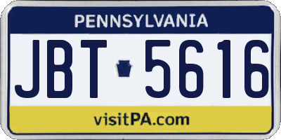 PA license plate JBT5616