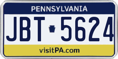 PA license plate JBT5624
