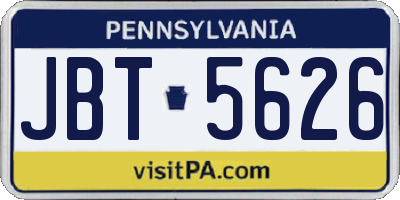 PA license plate JBT5626
