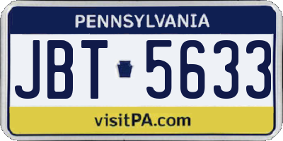PA license plate JBT5633